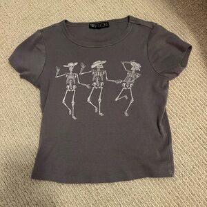 COS Gray Skeleton Dance Crop Top